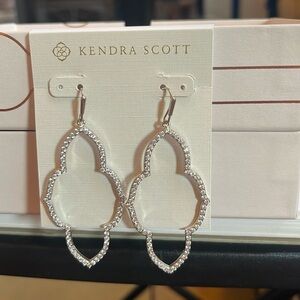 Kendra Scott Abbie Silver Large Open Frame Earrings in White Crystal